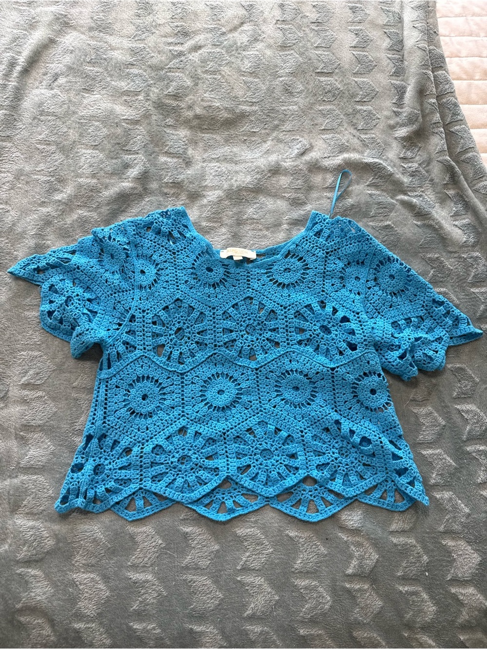 Rebellion Bright Blue Crochet Crop Top